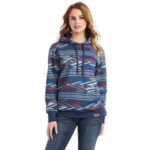 Ariat | Women's All Over Print Chimayo Hoodie in New Mexico Navy print Size S